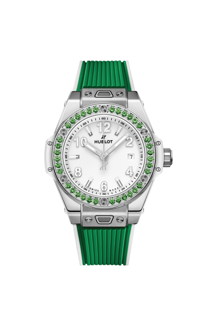 Hublot Big Bang One Click Joyful Steel Apple Green Ceramic Diamonds 33mm