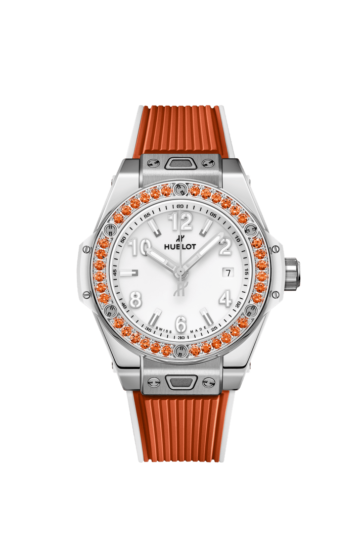 Hublot Big Bang One Click Joyful Steel Orange Ceramic Diamonds 33mm