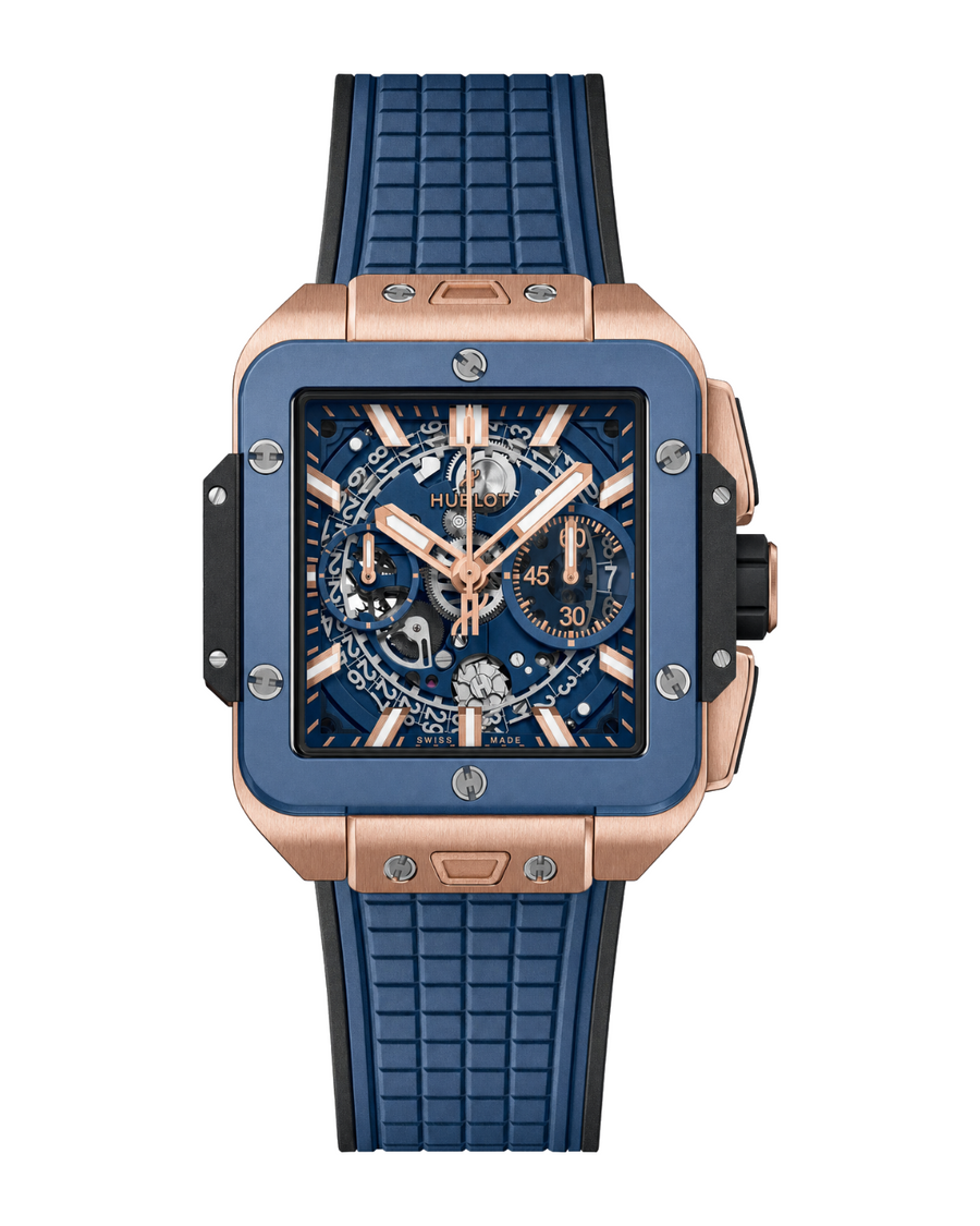 Hublot Square Bang Unico King Gold Blue Ceramic 821.OL.5180.RX