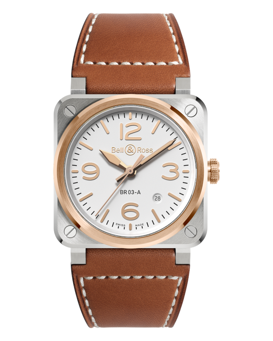 Bell & Ross BR 03 White Steel & Gold BR03A-WH-STPG/SCA